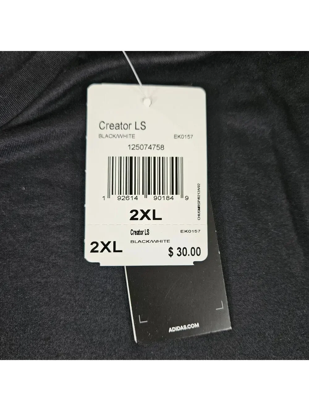 NWT Adidas Creator LS Long Sleeve Performance Shirt Black Men’s 2XL